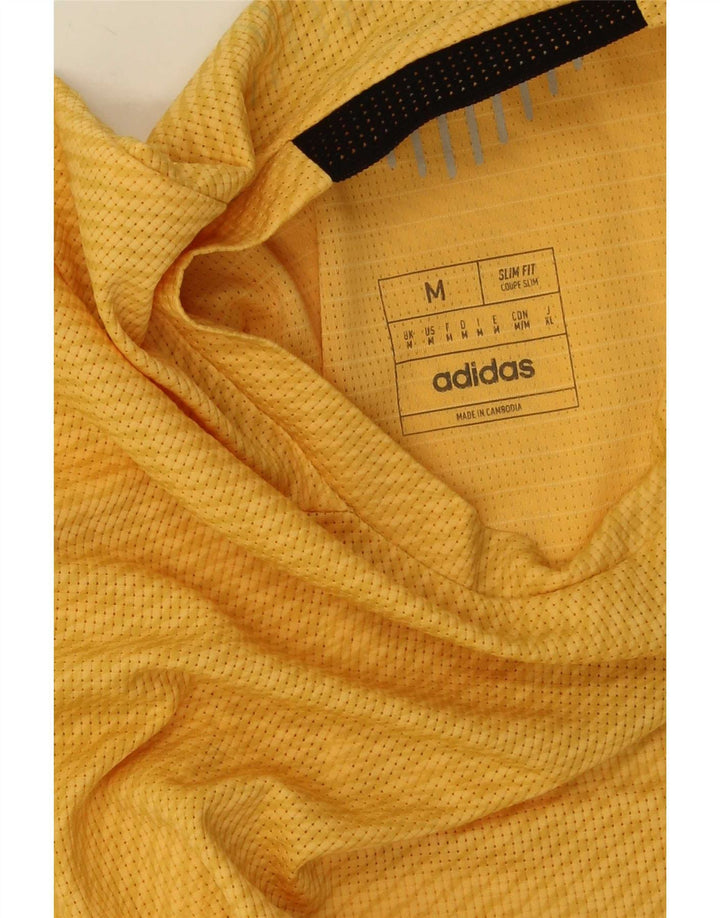 Adidas Mens Slim Fit T-Shirt Top Medium Yellow Colourblock