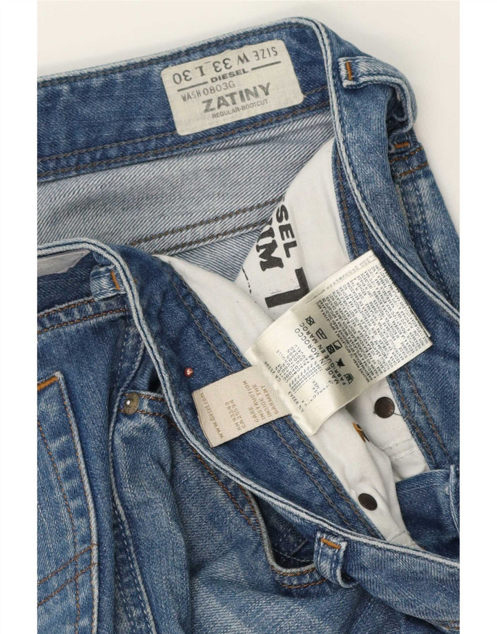 Diesel Mens Zatiny Regular Fit Bootcut Jeans W33 L30 Blue Cotton