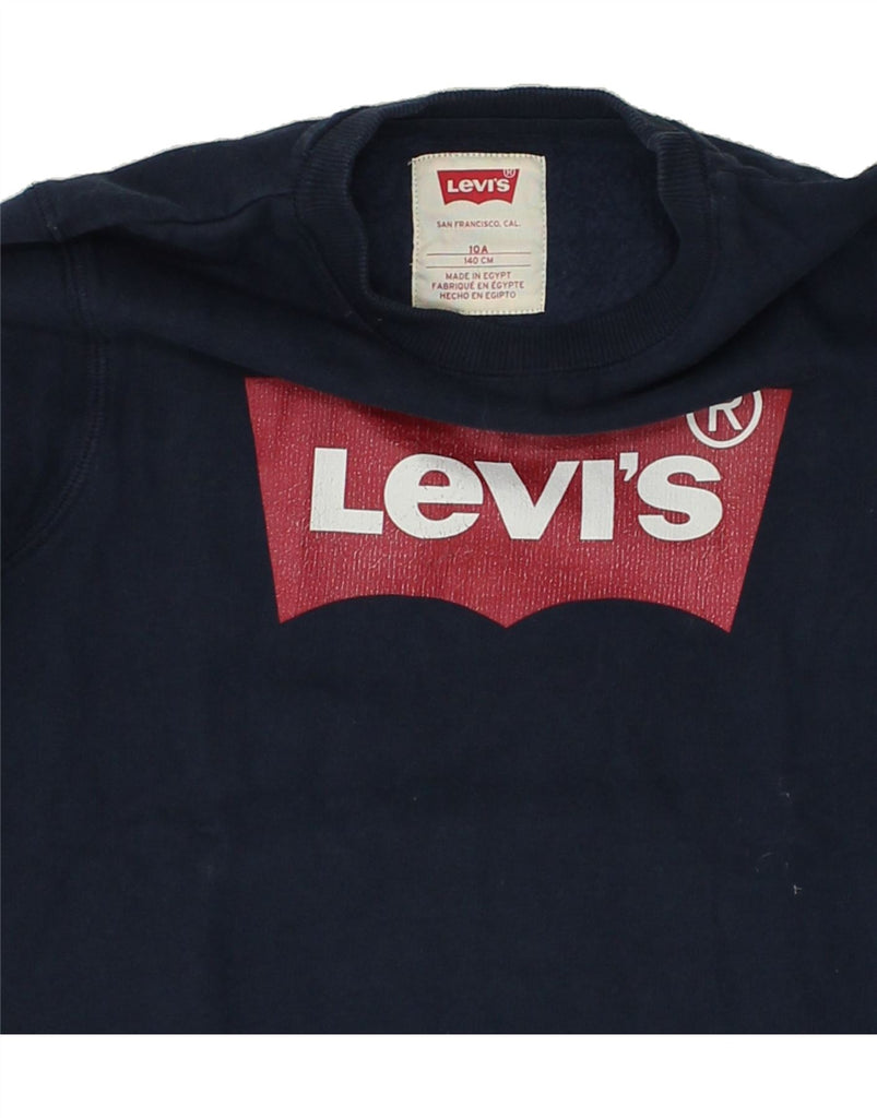 LEVI'S Boys Graphic Sweatshirt Jumper 9-10 Years Navy Blue | Vintage Levi's | Thrift | Second-Hand Levi's | Used Clothing | Messina Hembry 