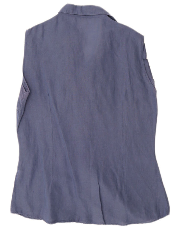 Renato Balestra Womens Sleeveless Shirt Blouse IT 48 XL Navy Blue