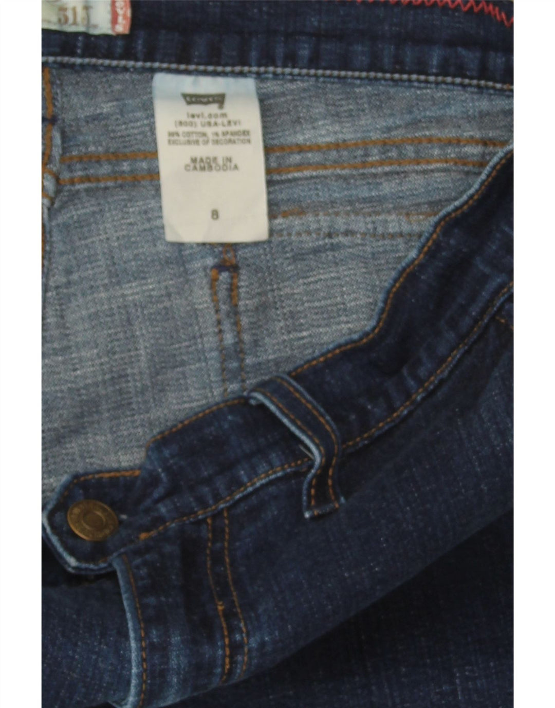 LEVI'S Womens 513 Denim Shorts US 8 Medium W32 Navy Blue Cotton Vintage Levi's and Second-Hand Levi's from Messina Hembry 