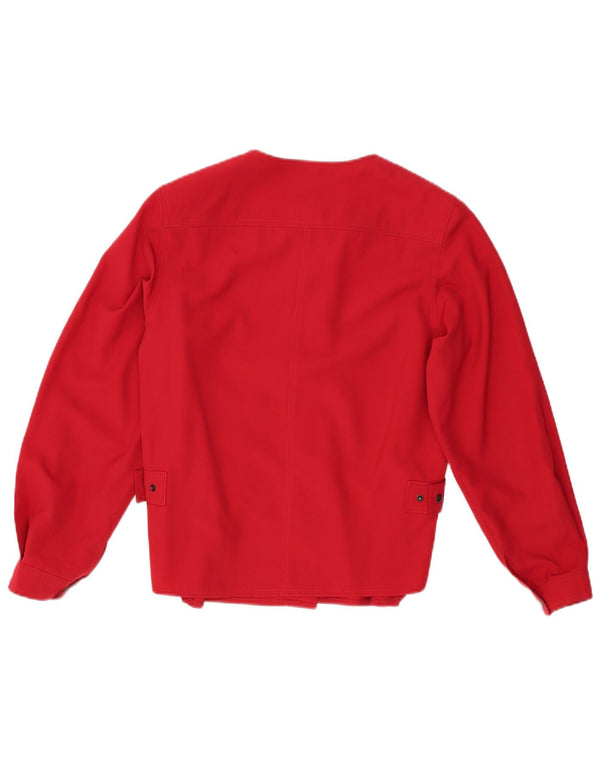 VINTAGE Womens Shirt Blouse IT 42 Medium Red Virgin Wool