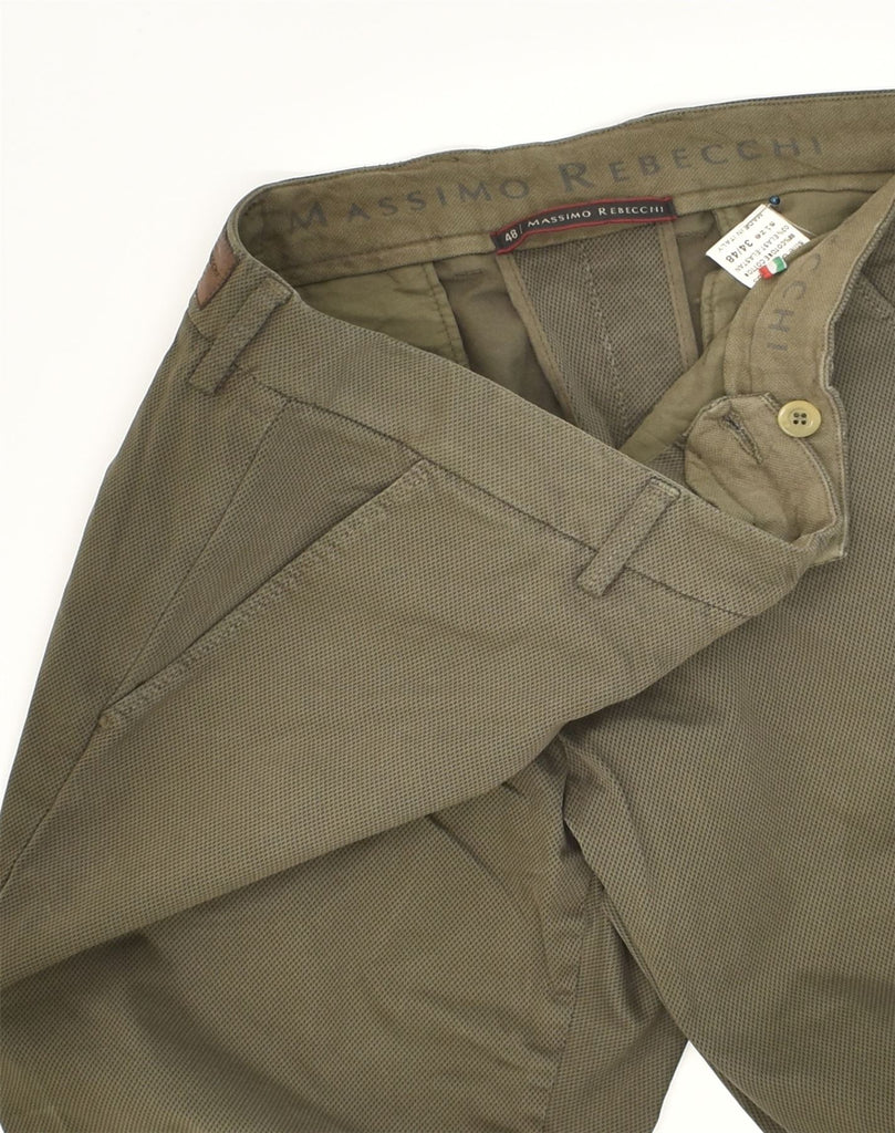 MASSIMO REBECCHI Mens Slim Chino Trousers W34 L27 Green Cotton | Vintage Massimo Rebecchi | Thrift | Second-Hand Massimo Rebecchi | Used Clothing | Messina Hembry 