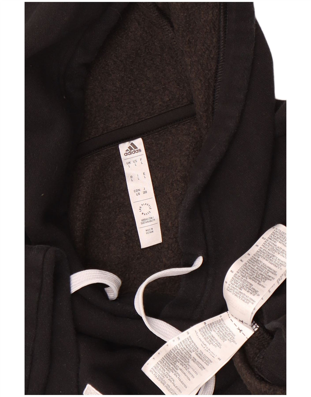 Adidas Mens Hoodie Jumper Large Black Cotton