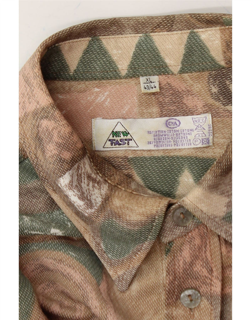 NEW FAST Mens Abstract Pattern Shirt Size 43/44 XL Brown Cotton Vintage New Fast and Second-Hand New Fast from Messina Hembry 
