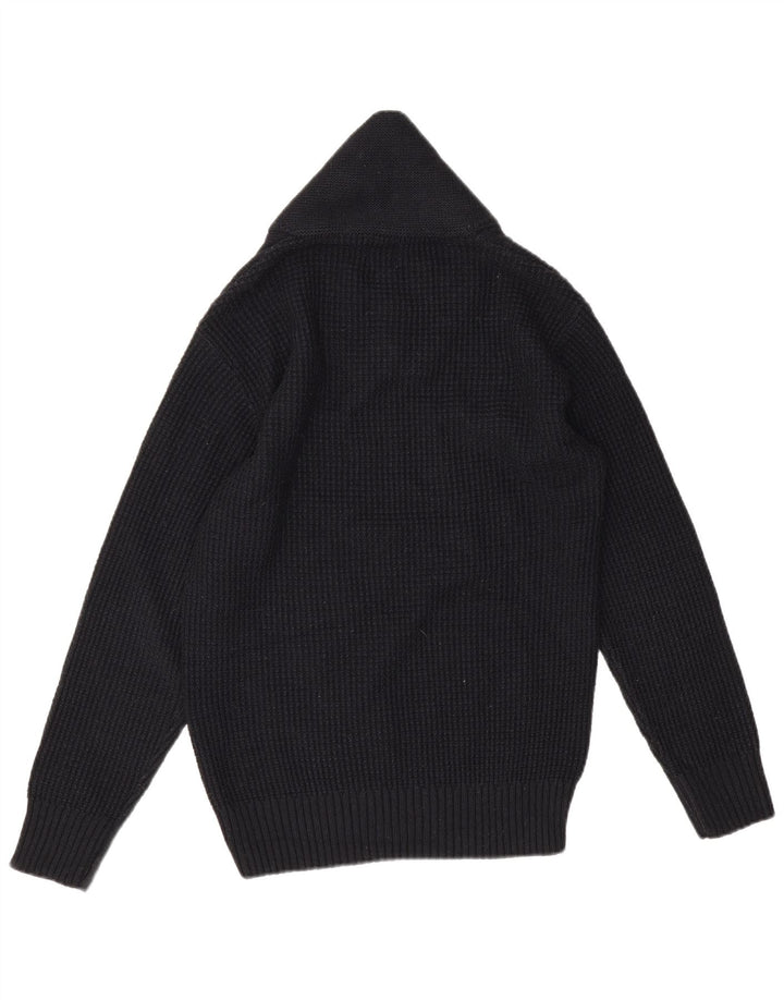 Zara Mens Shawl Neck Jumper Sweater Medium Black Acrylic