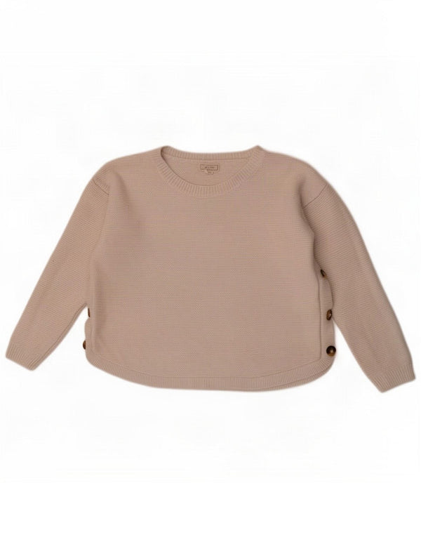 Fat Face Womens Crop Boat Neck Jumper Sweater UK 10 Small White Viscose