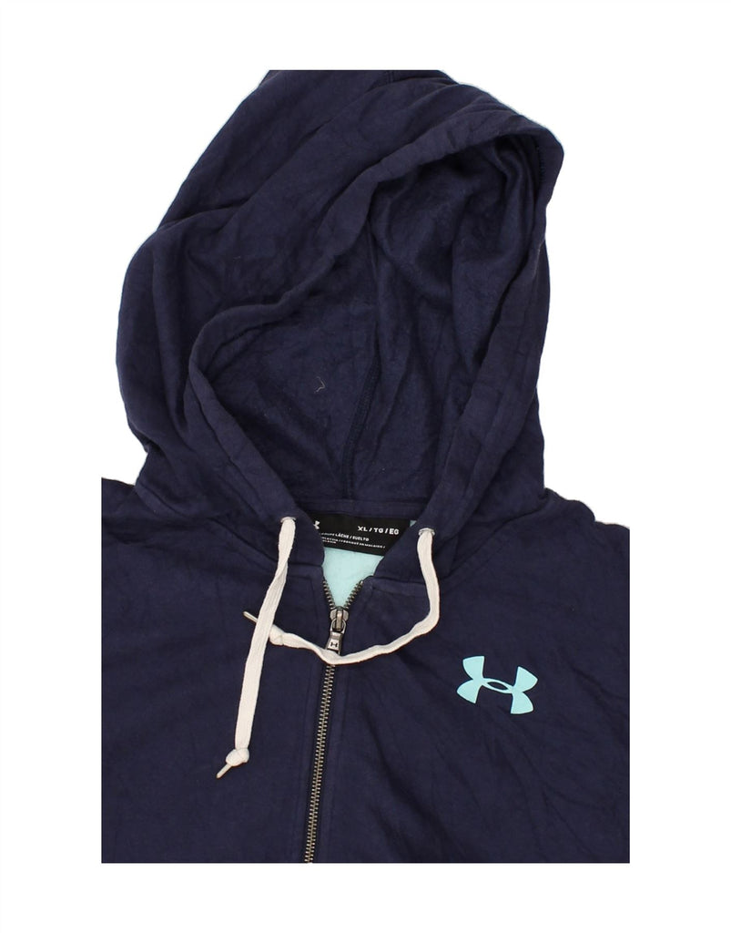 UNDER ARMOUR Womens Graphic Zip Hoodie Sweater UK 18 XL Navy Blue | Vintage Under Armour | Thrift | Second-Hand Under Armour | Used Clothing | Messina Hembry 