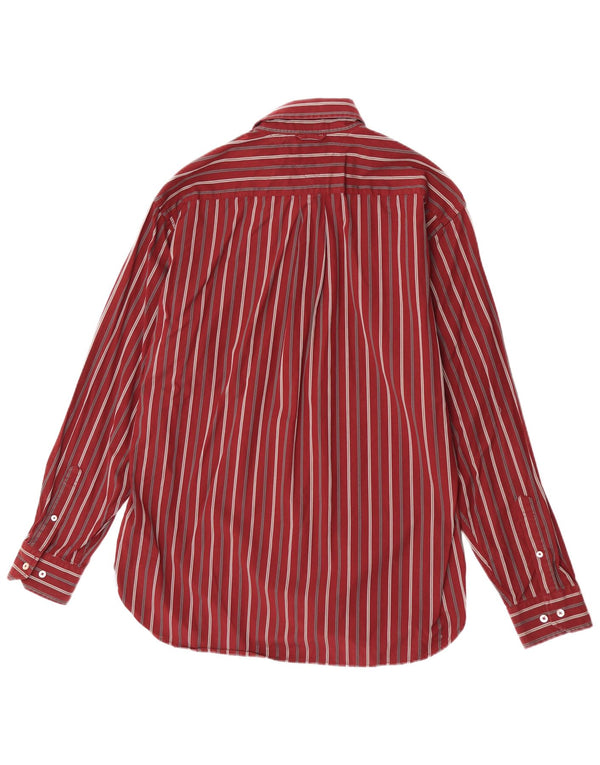 Tommy Hilfiger Mens Shirt Size 15 1/2 Medium Burgundy Striped Cotton