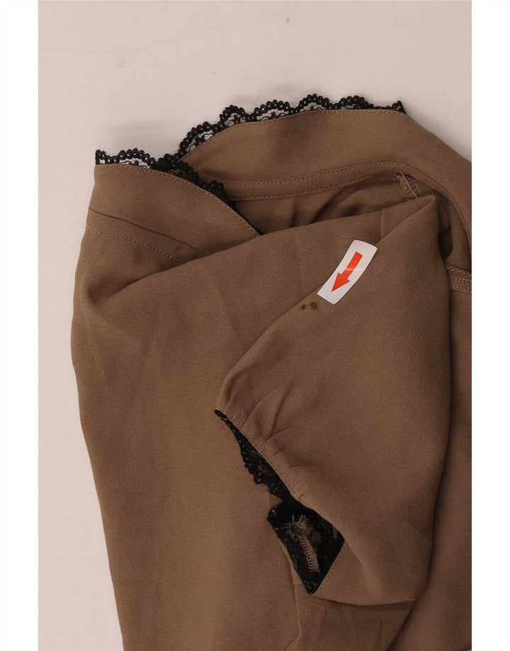 Benetton Womens Blouse Top UK 10 Small Beige Polyester