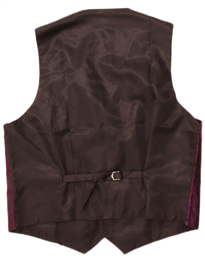 Vintage Mens Waistcoat 2XL Purple Paisley Polyester