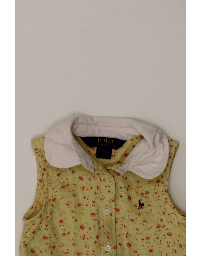 POLO RALPH LAUREN Baby Girls Shirt Dress 18-24 Months Yellow Floral Vintage Polo Ralph Lauren and Second-Hand Polo Ralph Lauren from Messina Hembry 