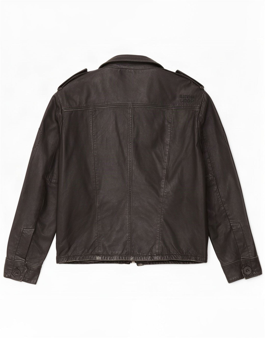 Superdry Mens Military Leather Jacket UK 40 Large Black