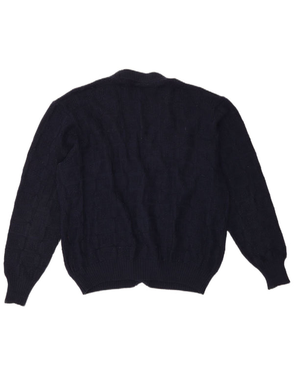 Vintage Mens Cardigan Sweater Medium Navy Blue Wool