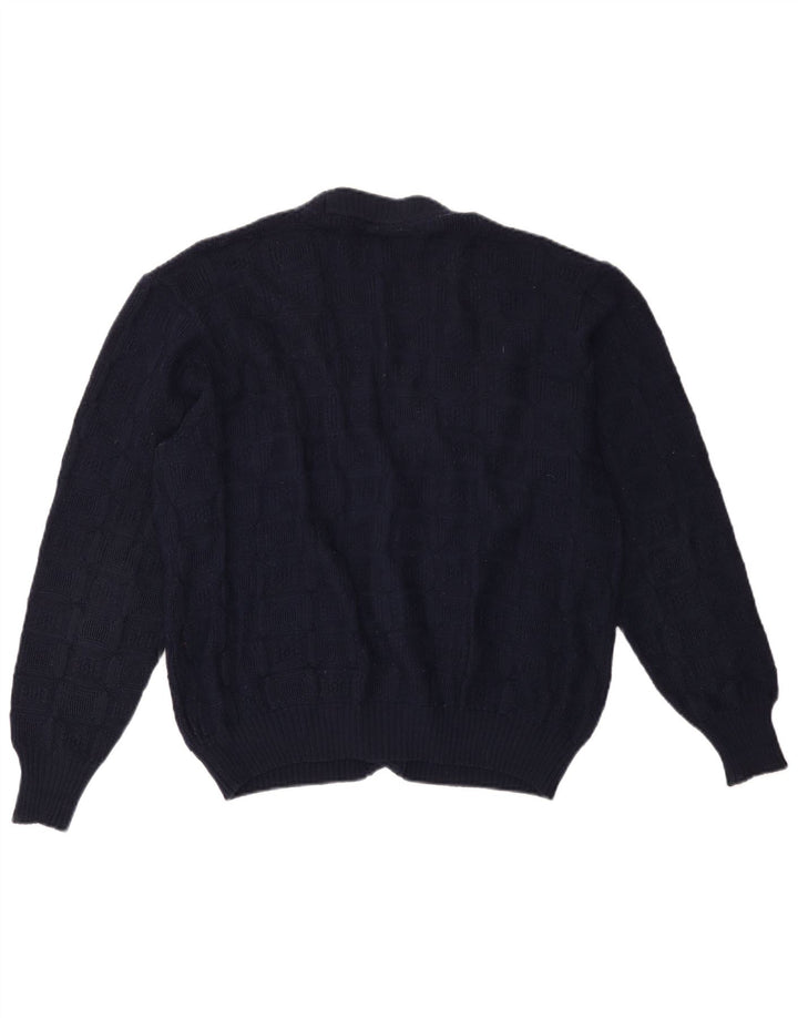 Vintage Mens Cardigan Sweater Medium Navy Blue Wool