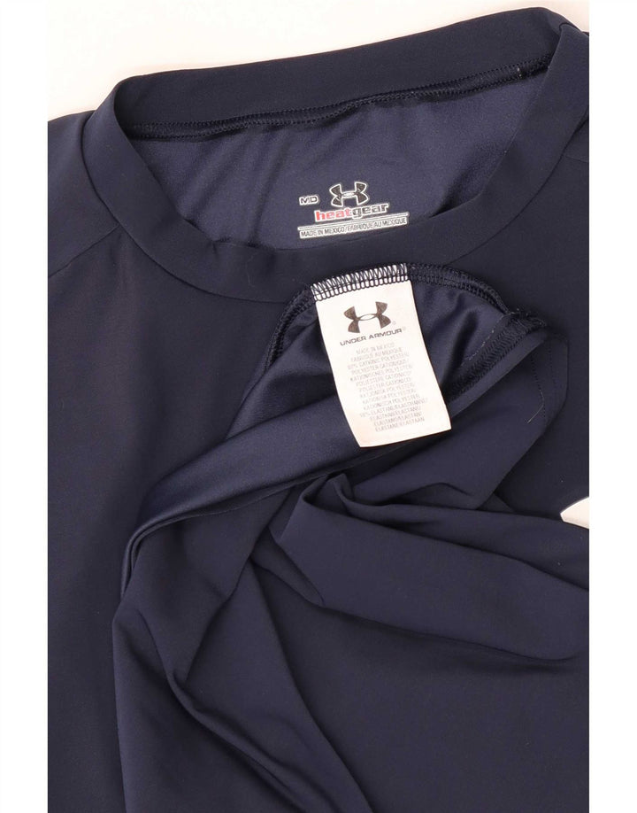Under Armour Mens Heat Gear T-Shirt Top Medium Navy Blue Polyester