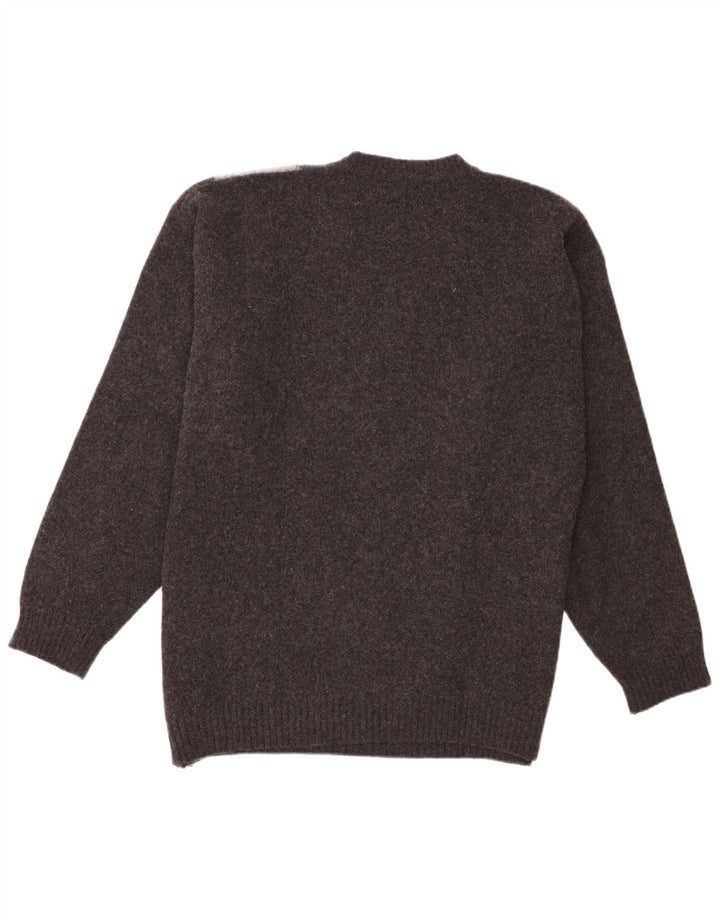 Vintage Mens V-Neck Jumper Sweater XL Grey Argyle/Diamond Lambswool