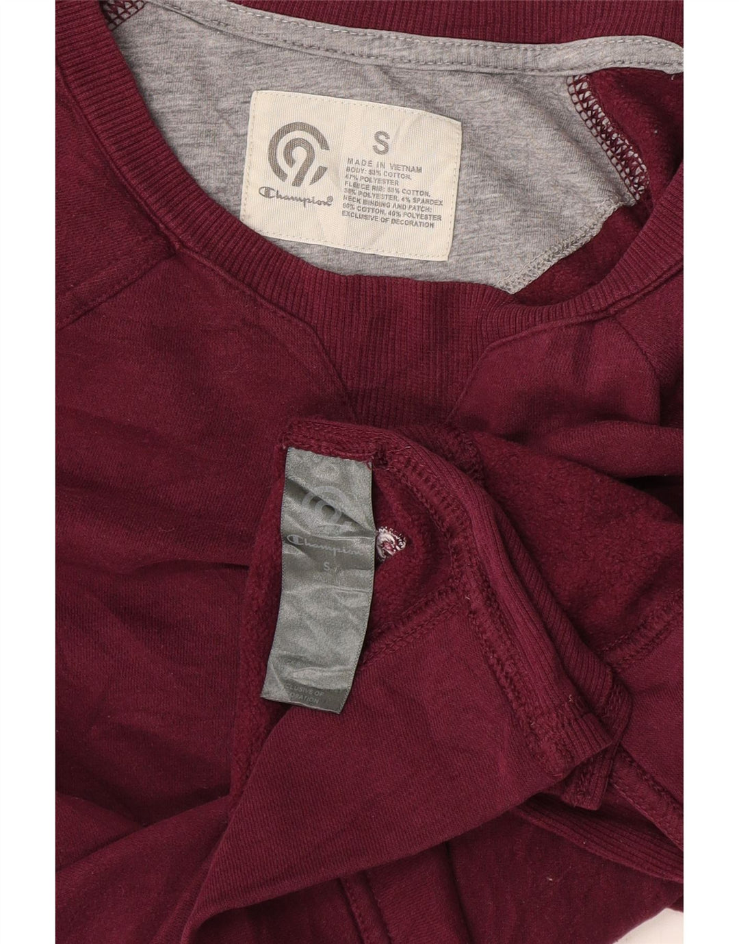 Champion Womens Crop Oversized Sweatshirt Jumper UK 10 Small Burgundy