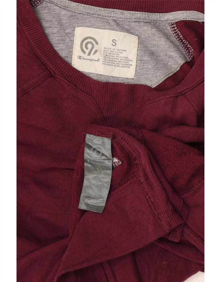 Champion Womens Crop Oversized Sweatshirt Jumper UK 10 Small Burgundy