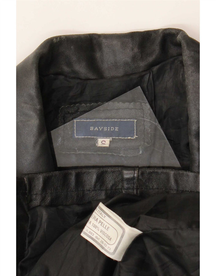 Bayside Womens Leather Jacket UK 10 Small Black