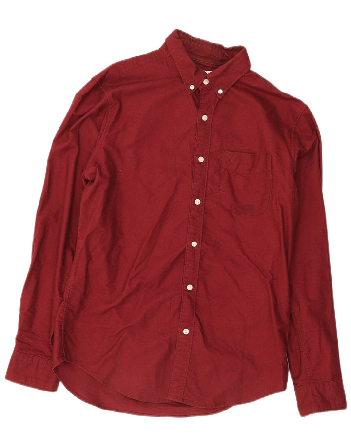 American Eagle Mens Classic Fit Shirt Medium Burgundy Cotton