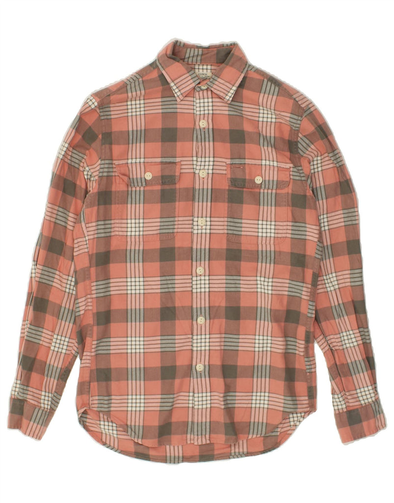 J. CREW Mens Flannel Shirt XS Orange Check Cotton | Vintage J. Crew | Thrift | Second-Hand J. Crew | Used Clothing | Messina Hembry 