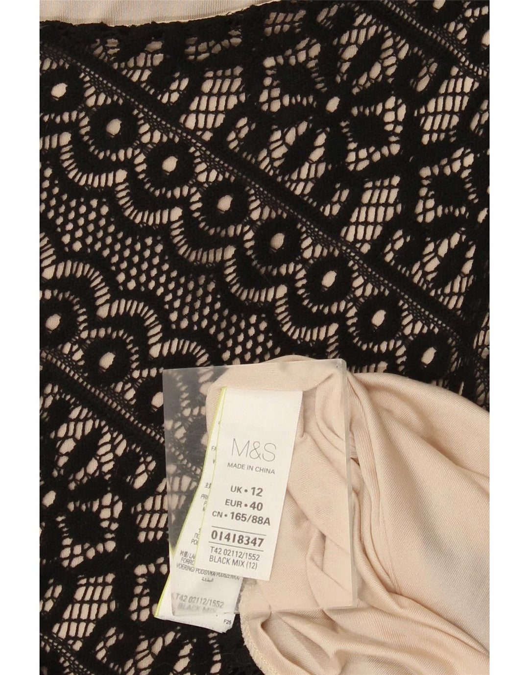 Marks & Spencer Womens Lace Sheath Dress UK 12 Medium Black Floral