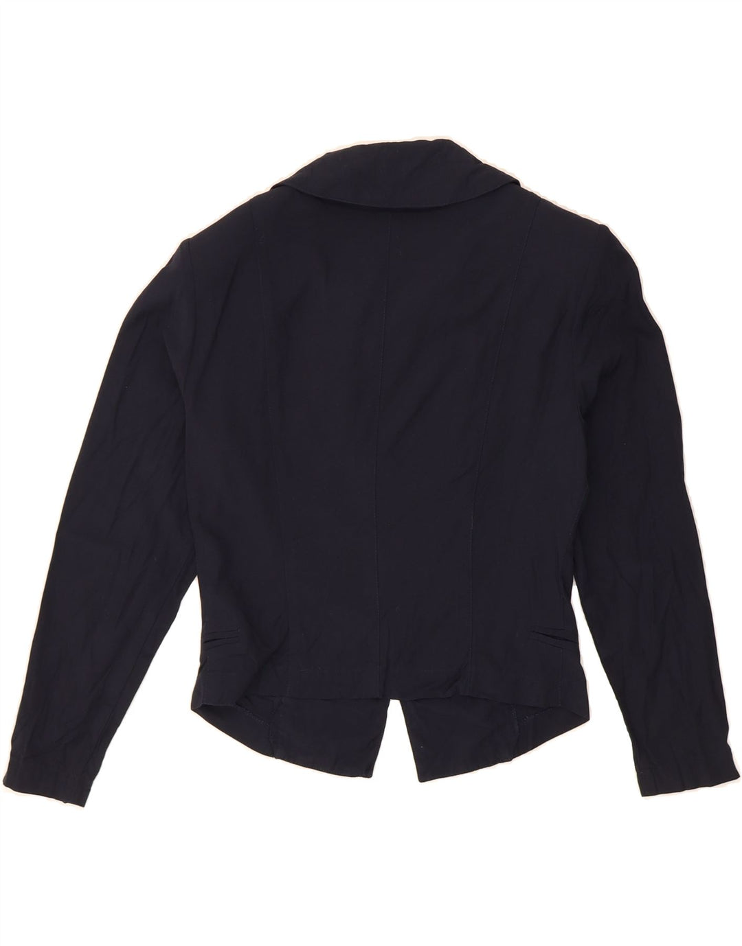VINTAGE Womens Crop Double Breasted Blazer Jacket IT 42 Medium Navy Blue Vintage Vintage and Second-Hand Vintage from Messina Hembry 