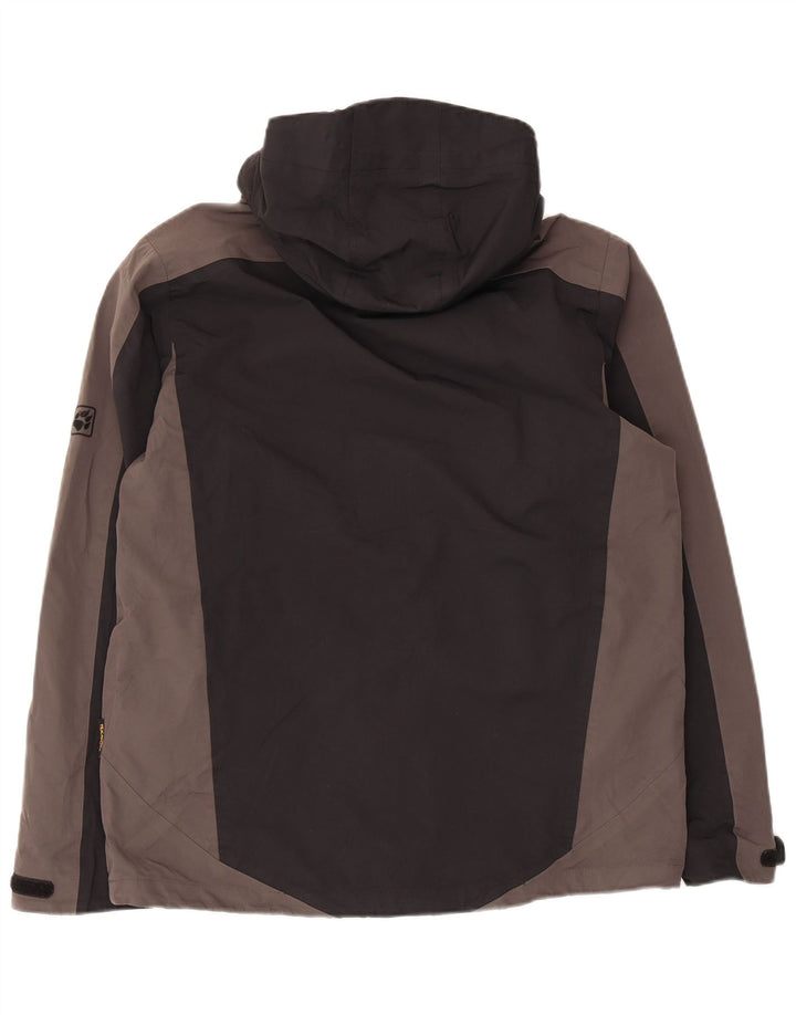 Jack Wolfskin Mens Hooded Rain Jacket UK 36/38 Medium Black Colourblock