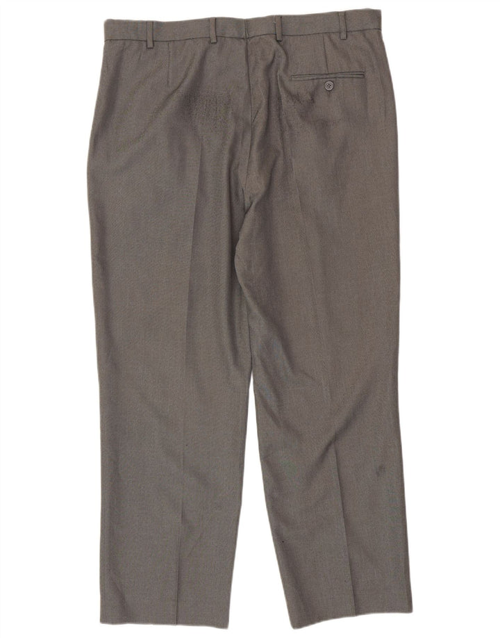 Marks & Spencer Mens Straight Pegged Suit Trousers W38 L29 Grey Polyester