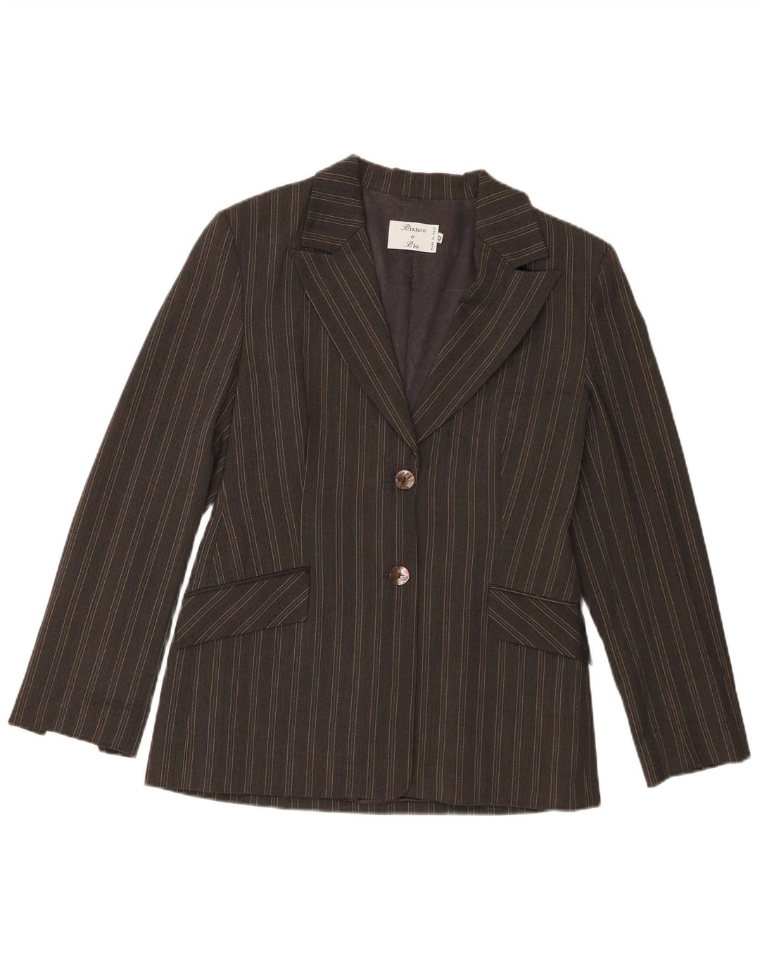 Bianco e Blu Womens 2 Button Blazer Jacket IT 42 Medium Grey Striped