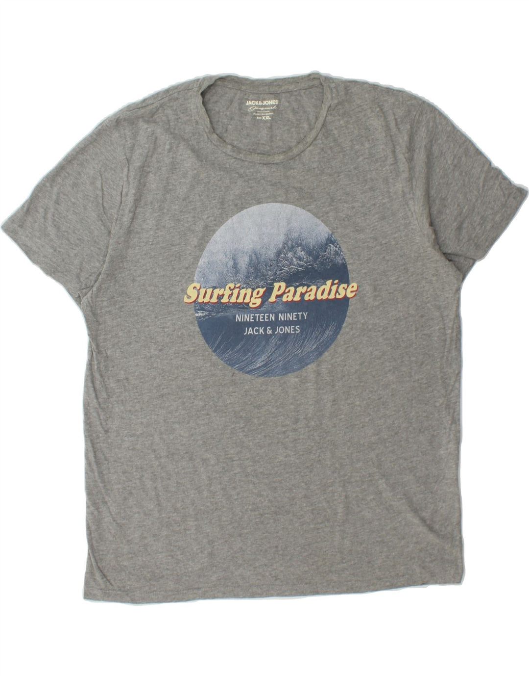 JACK & JONES Mens Graphic T-Shirt Top 2XL Grey Cotton Vintage Jack & Jones and Second-Hand Jack & Jones from Messina Hembry 