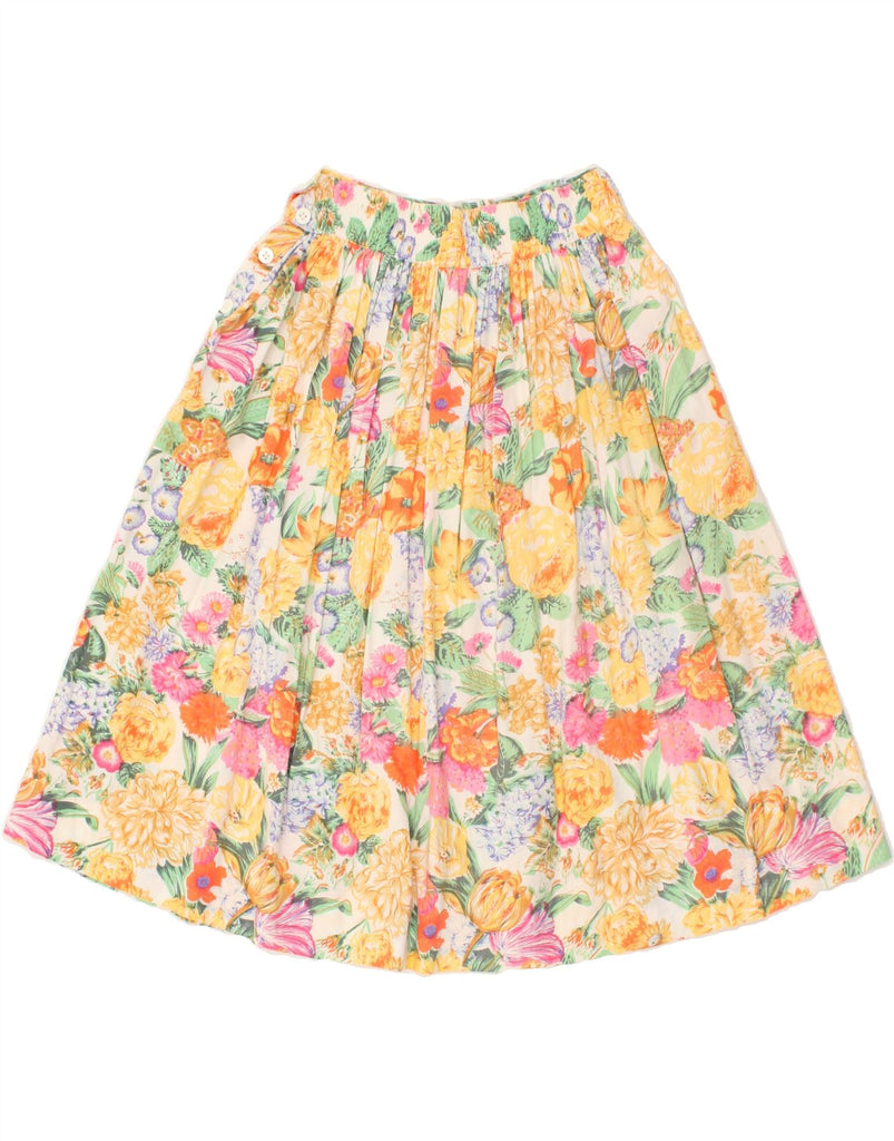 VINTAGE Womens Pleated Skirt UK 12 Medium W28 Multicoloured Floral Cotton | Vintage Vintage | Thrift | Second-Hand Vintage | Used Clothing | Messina Hembry 