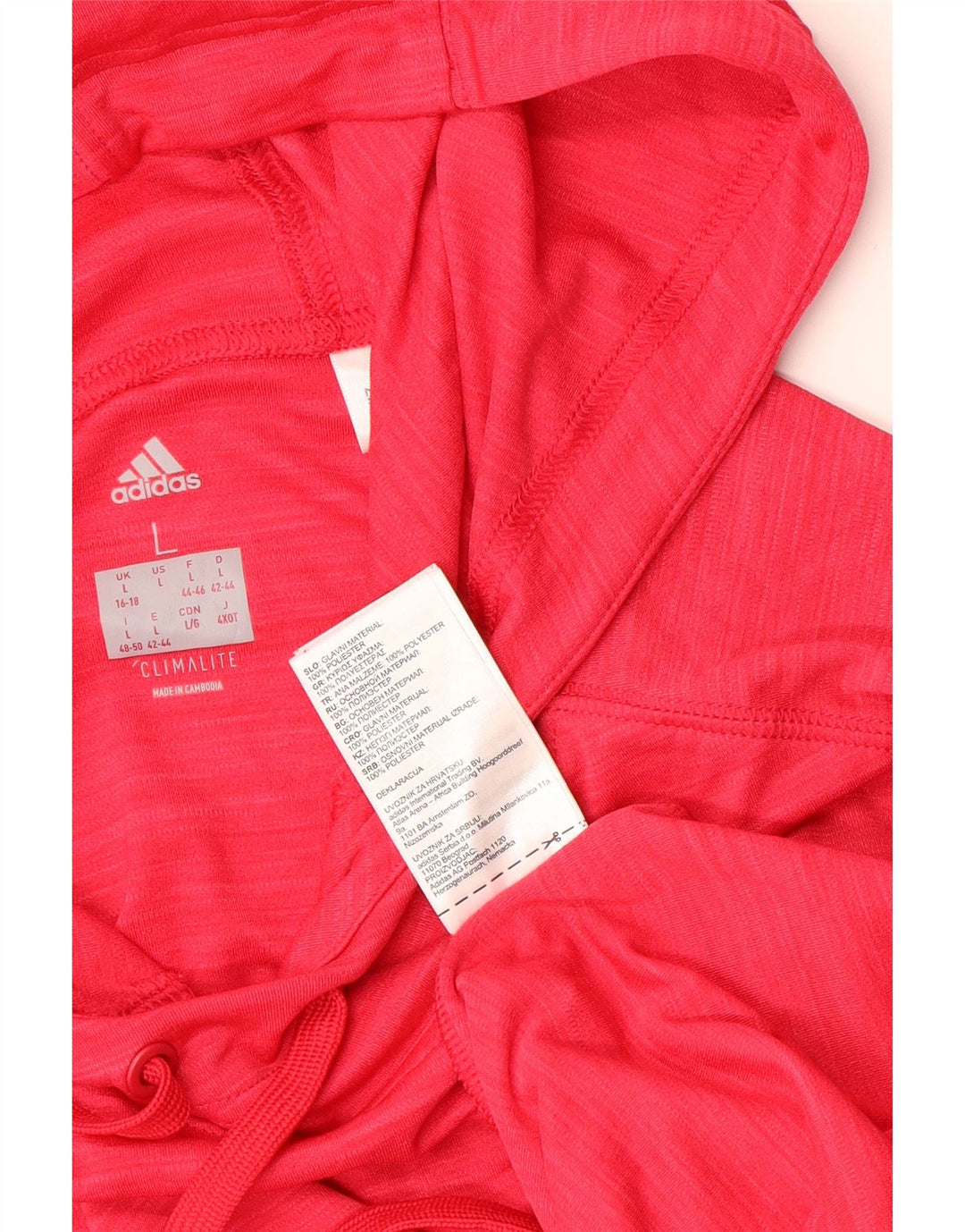 ADIDAS Womens Climalite Hooded Top Long Sleeve UK 16/18 Large Red Flecked