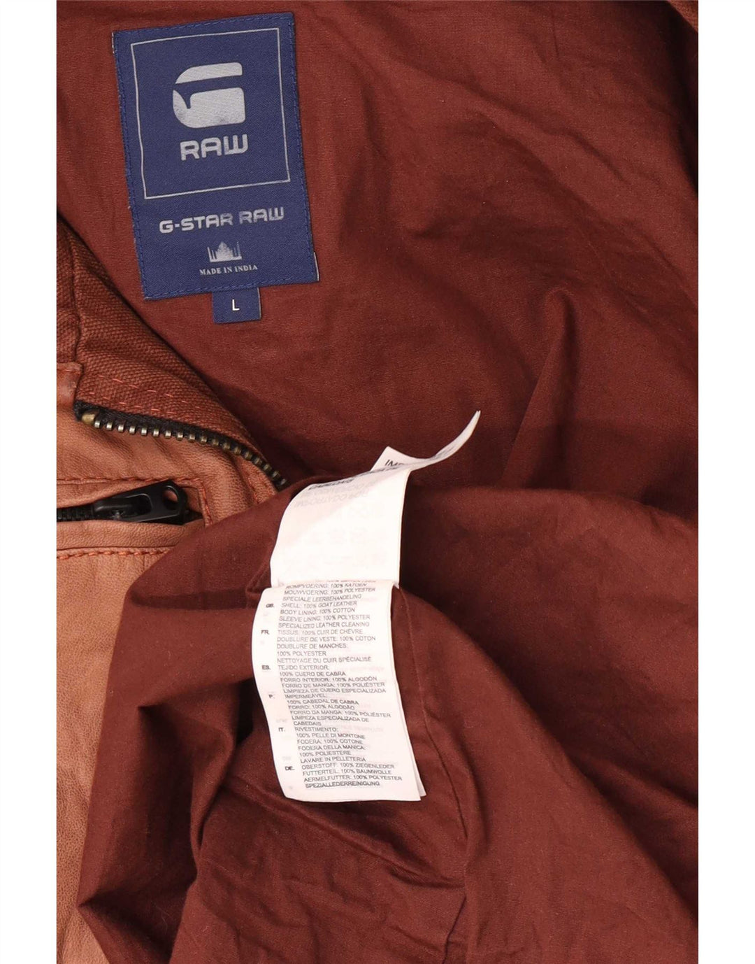 G-Star Mens Suede Biker Jacket UK 40 Large Brown Leather