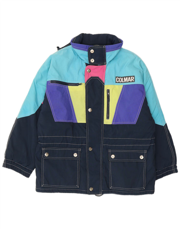 Colmar Mens Hooded Ski Jacket UK 38 Medium Navy Blue Colourblock