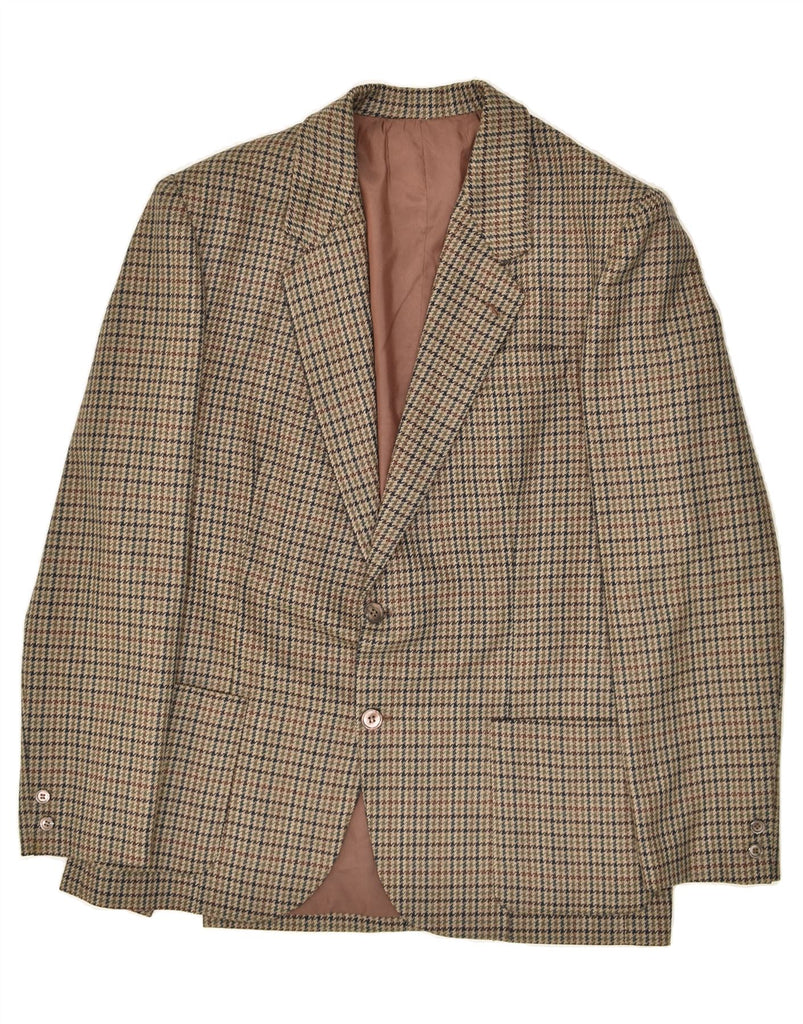 VINTAGE Mens 2 Button Blazer Jacket UK 40 Large Brown Houndstooth | Vintage Vintage | Thrift | Second-Hand Vintage | Used Clothing | Messina Hembry 