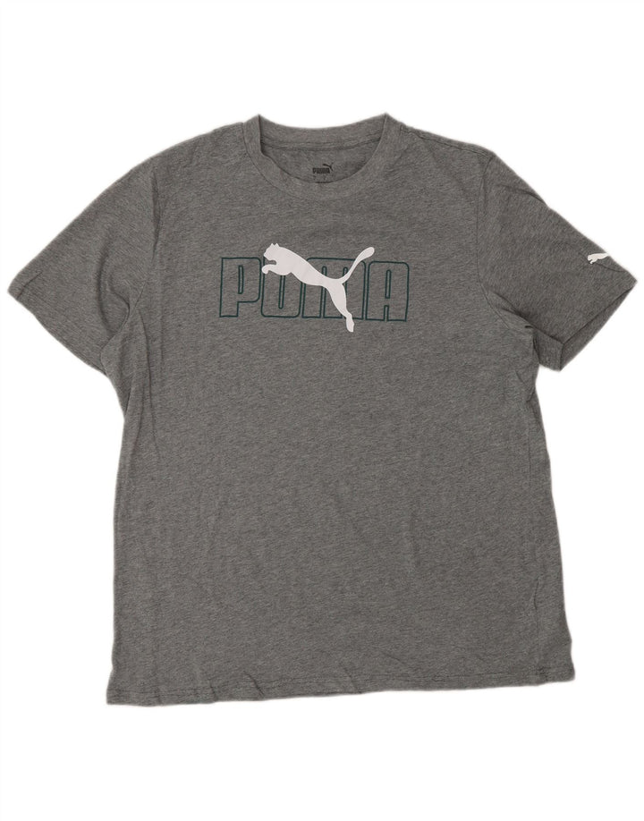 PUMA Mens Graphic T-Shirt Top Large Grey Cotton