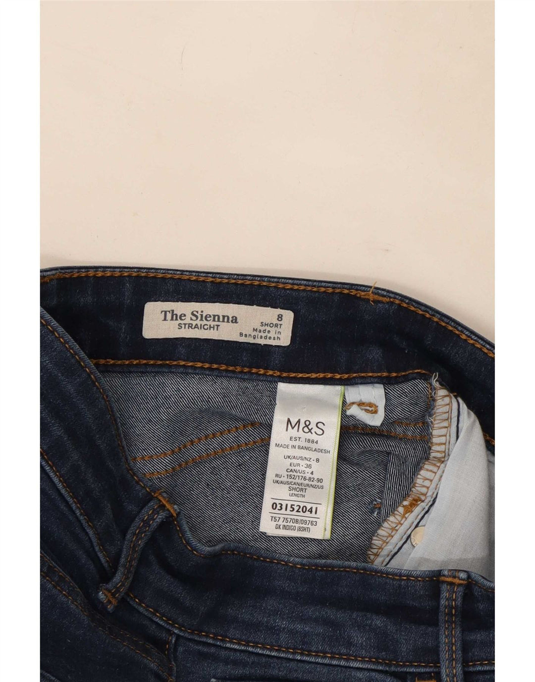 Marks & Spencer Womens Straight Jeans UK 8 Small W36 L28 Navy Blue
