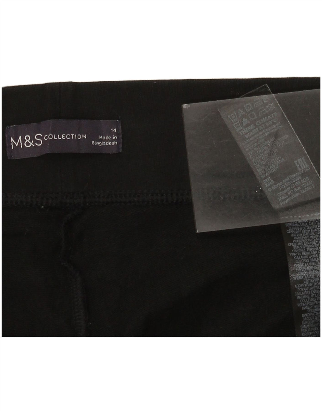 Marks & Spencer Womens Tracksuit Trousers UK 14 Large Black Cotton