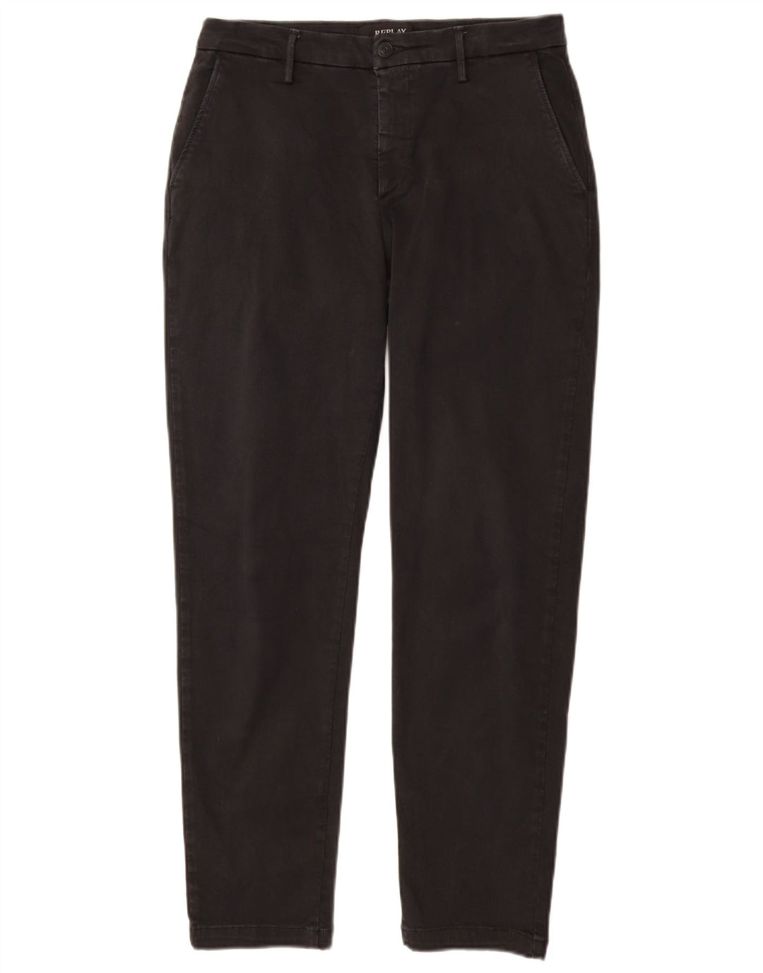 REPLAY Womens Regular Fit Chino Trousers W31 L29  Black Cotton