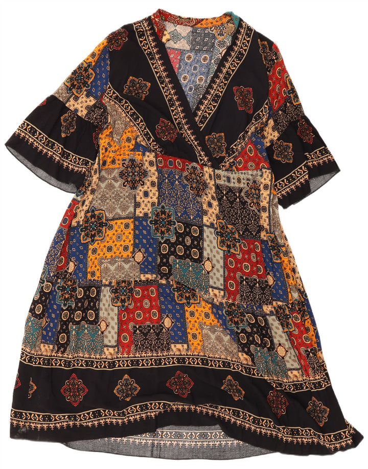 Shein Womens Batwing Kaftan Dress UK 20 2XL Multicoloured Patchwork