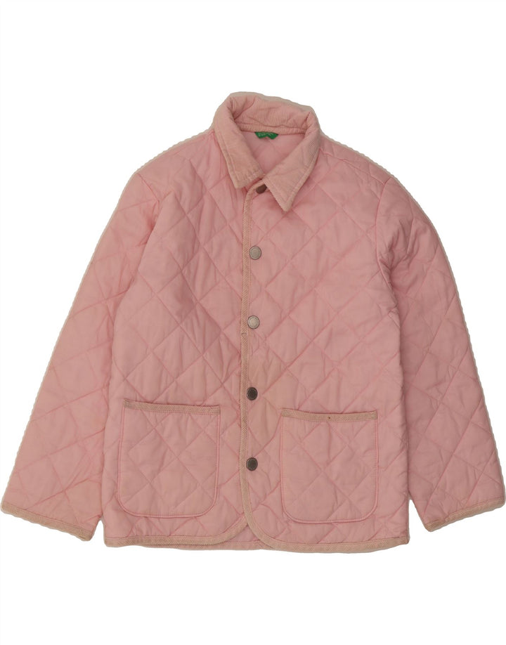 BENETTON Girls Quilted Jacket 7-8 Years Medium Pink Polyester Vintage Benetton and Second-Hand Benetton from Messina Hembry 