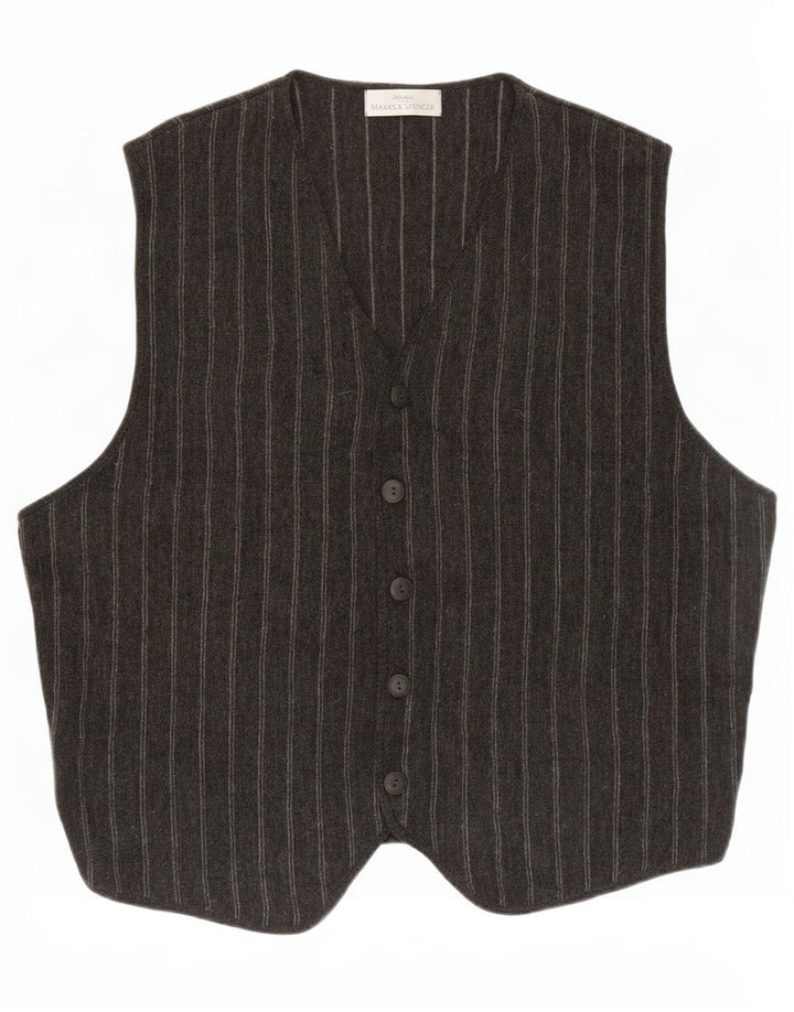 Marks & Spencer Mens St. Michael Waistcoat Large Grey Striped Acrylic
