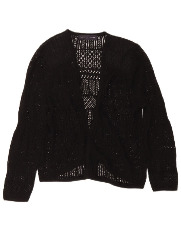 MARKS & SPENCER Womens See Through Cardigan Sweater UK 8 Small Black