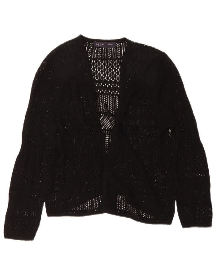 MARKS & SPENCER Womens See Through Cardigan Sweater UK 8 Small Black
