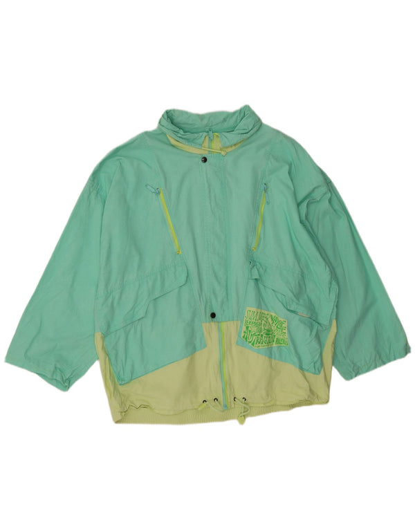Vintage Womens Oversized Windbreaker Jacket UK 20 2XL Green Colourblock