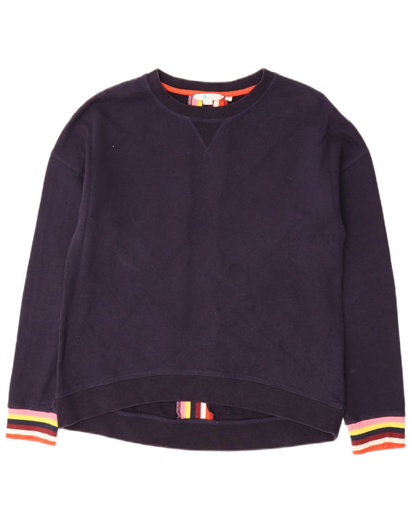 Boden Womens Sweatshirt Jumper UK 14 Medium Navy Blue Striped Cotton