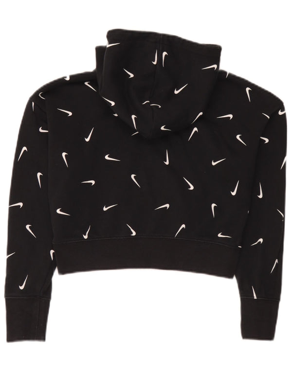 Nike Girls Crop Graphic Standard Fit Hoodie Jumper 12-13 Years Large Black