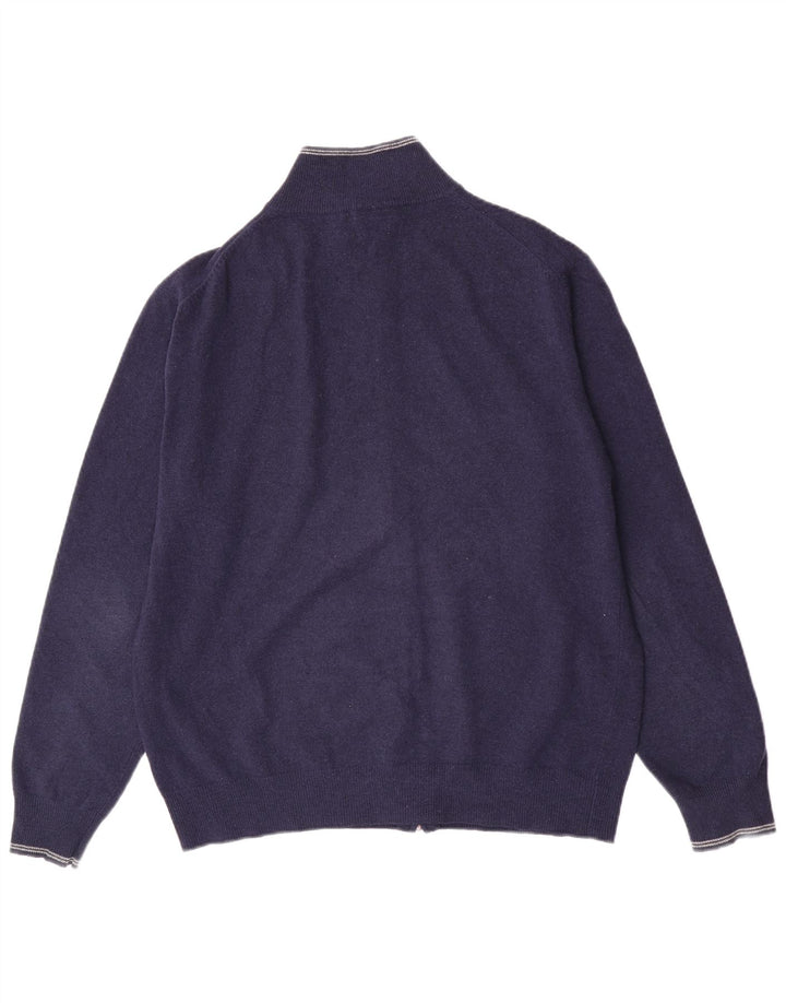 Kappa Mens Cardigan Sweater XL Navy Blue Virgin Wool